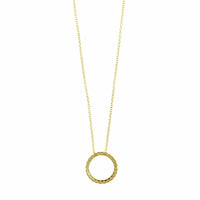 14K Yellow Gold Diamond Circle Pendant Necklace