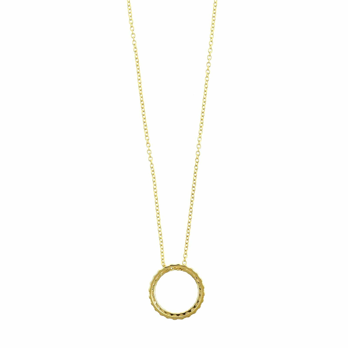 14K Yellow Gold Diamond Circle Pendant Necklace