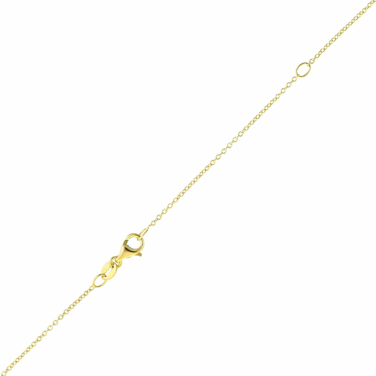 14K Yellow Gold Diamond Circle Pendant Necklace