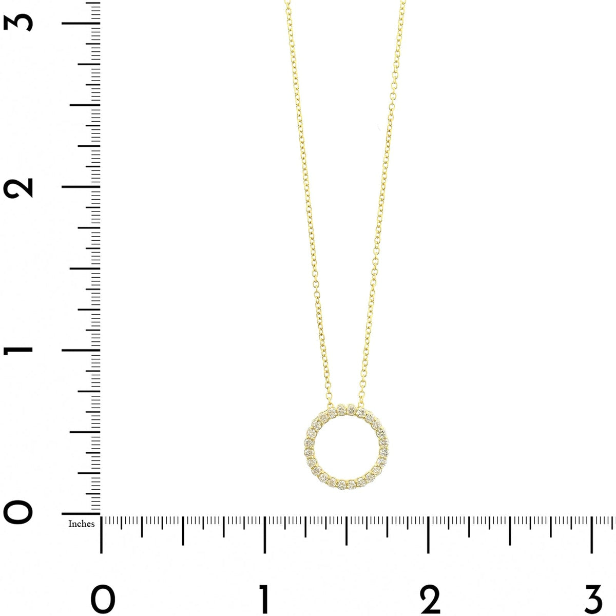 14K Yellow Gold Diamond Circle Pendant Necklace