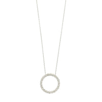 14K White Gold Diamond Circle Pendant Necklace