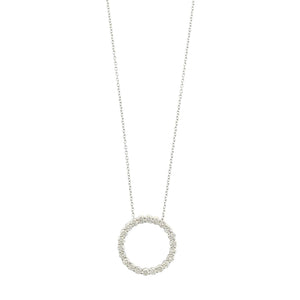 14K White Gold Diamond Circle Pendant Necklace