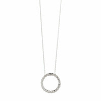 14K White Gold Diamond Circle Pendant Necklace