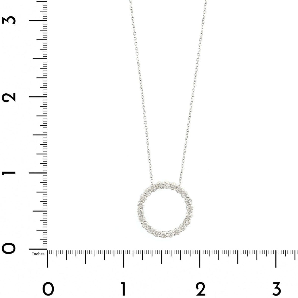 14K White Gold Diamond Circle Pendant Necklace