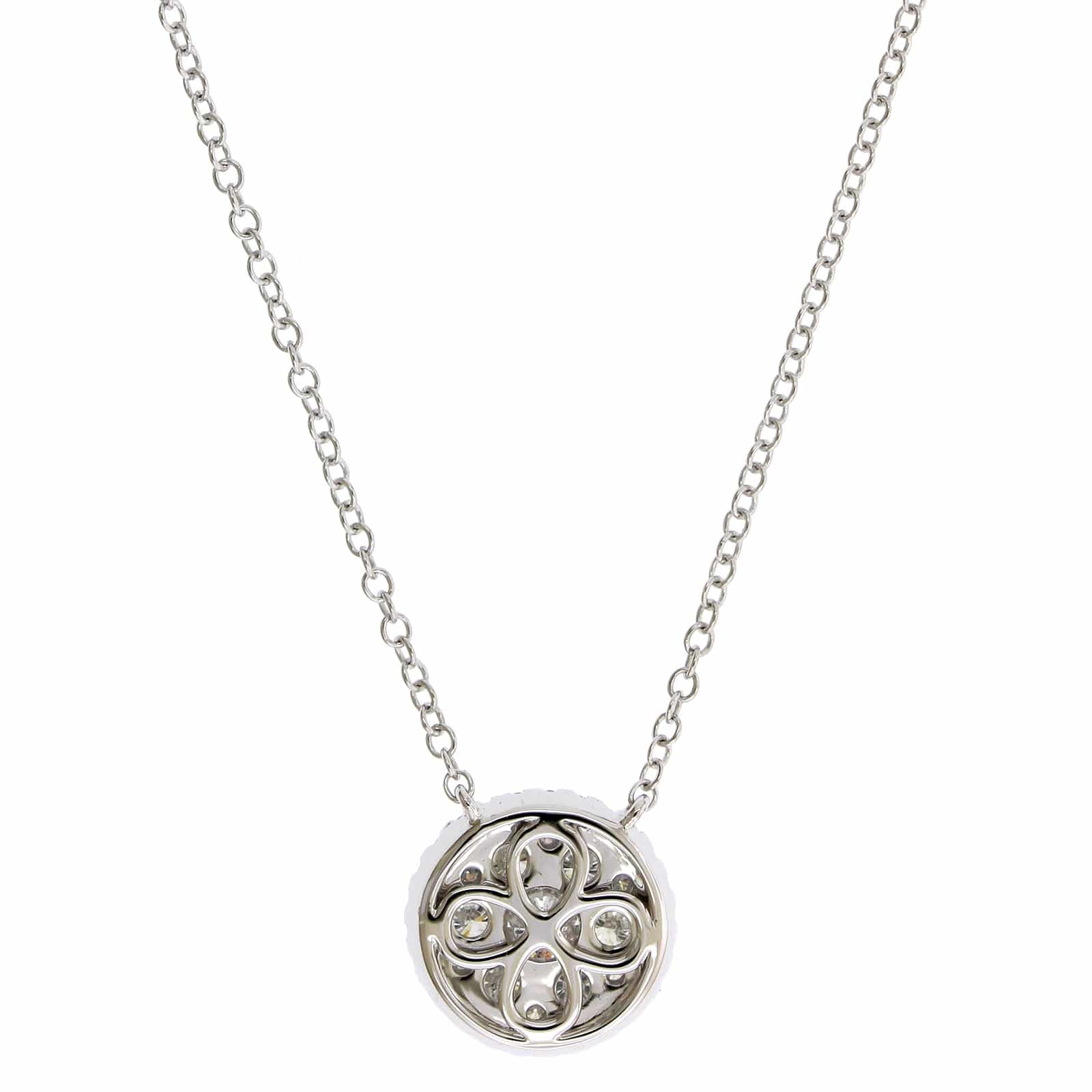 14K White Gold Double Diamond Halo Pendant