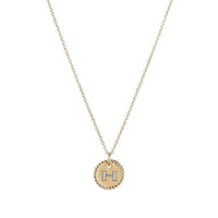 "H" Pendant with Diamonds in Gold on Chain