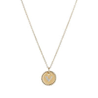 "V" Pendant with Diamonds in Gold on Chain