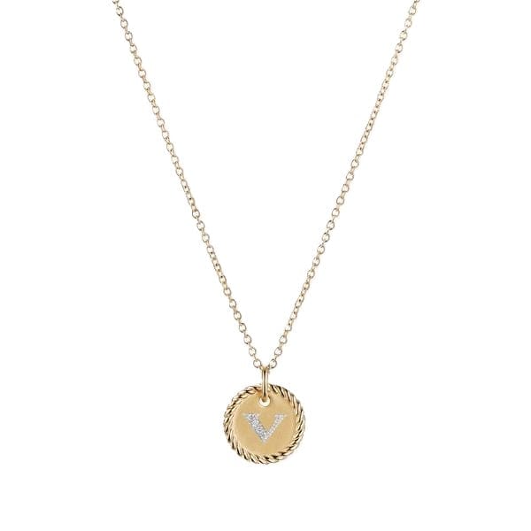 "V" Pendant with Diamonds in Gold on Chain