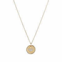 "W" Pendant with Diamonds in Gold on Chain