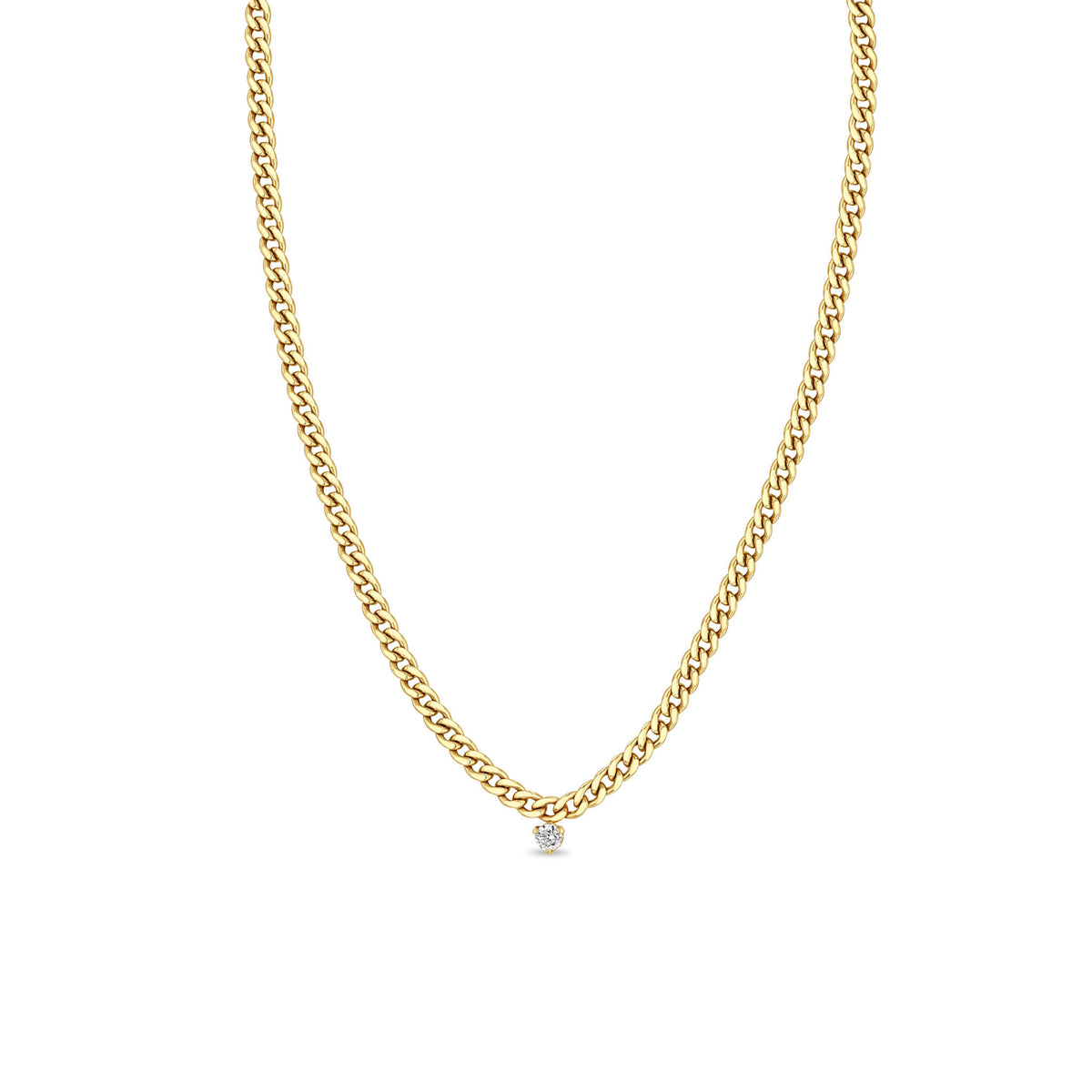 14K Yellow Gold Small Curb Chain Diamond Necklace