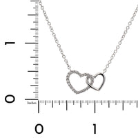 14K White Gold Diamond Double Heart Necklace