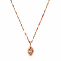 18K Rose Gold Marquise Diamond Pendant Necklace