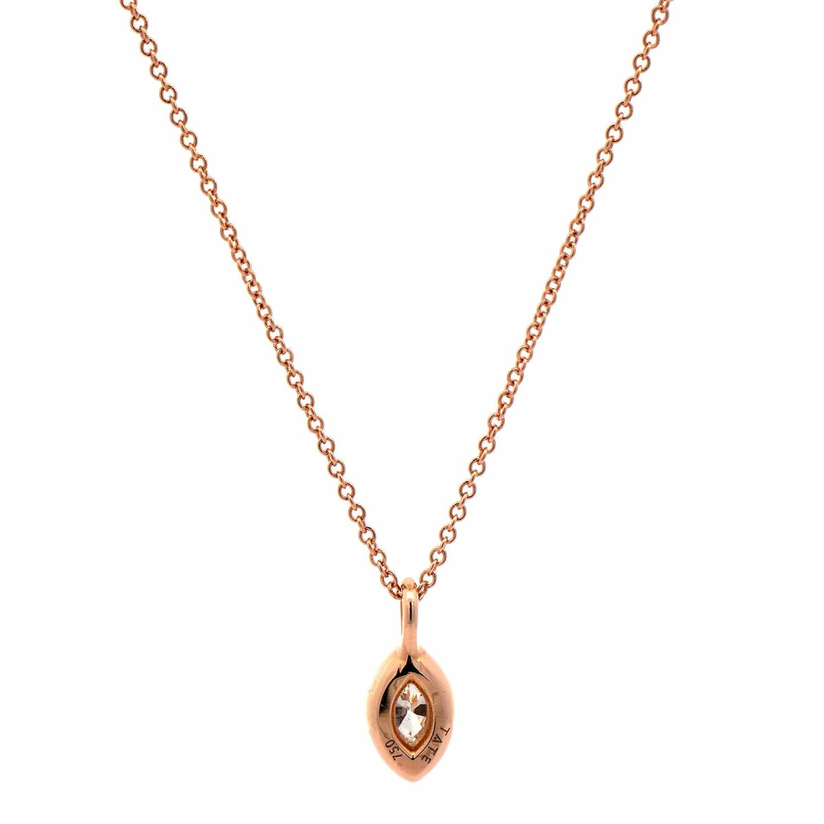 18K Rose Gold Marquise Diamond Pendant Necklace