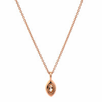 18K Rose Gold Marquise Diamond Pendant Necklace