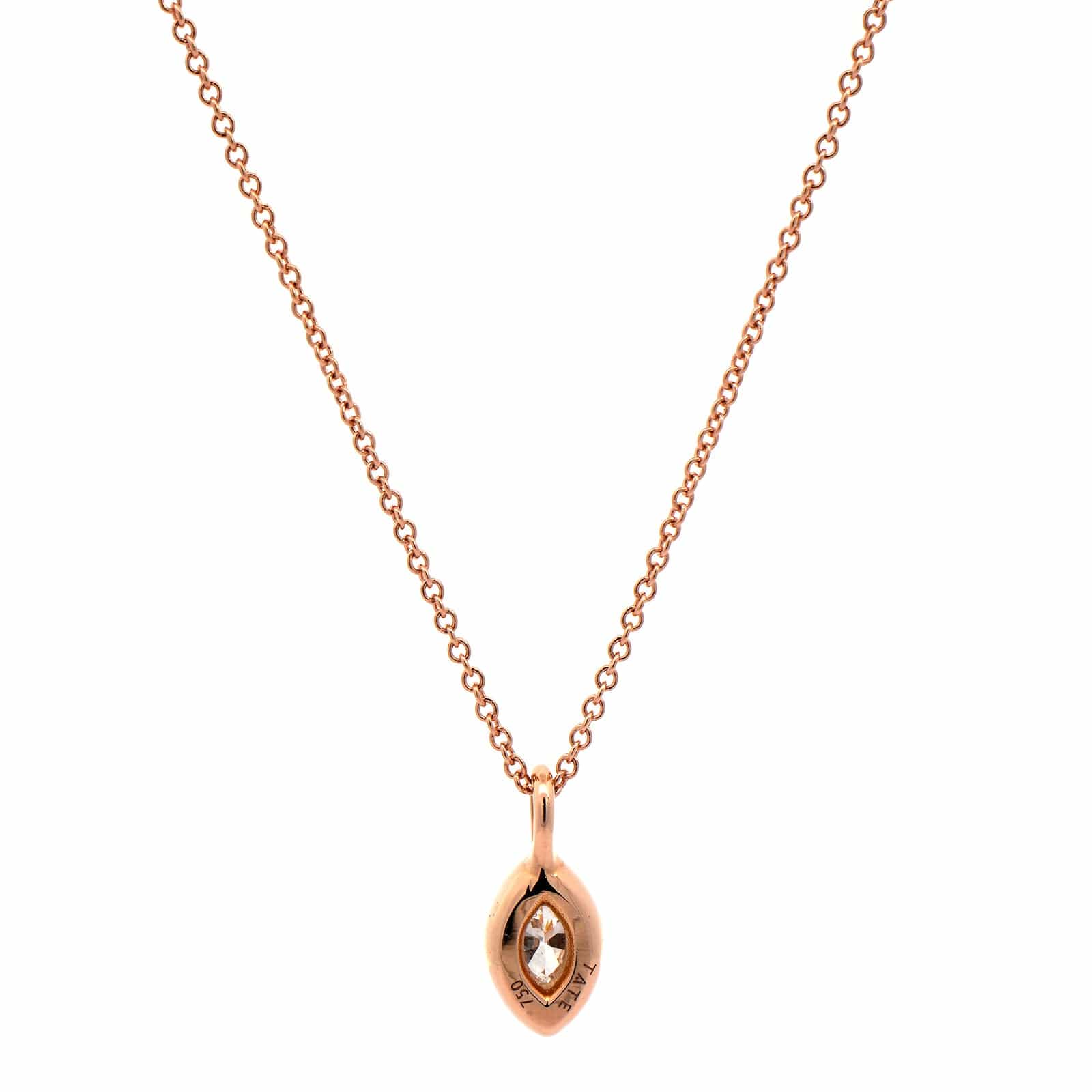 18K Rose Gold Marquise Diamond Pendant Necklace
