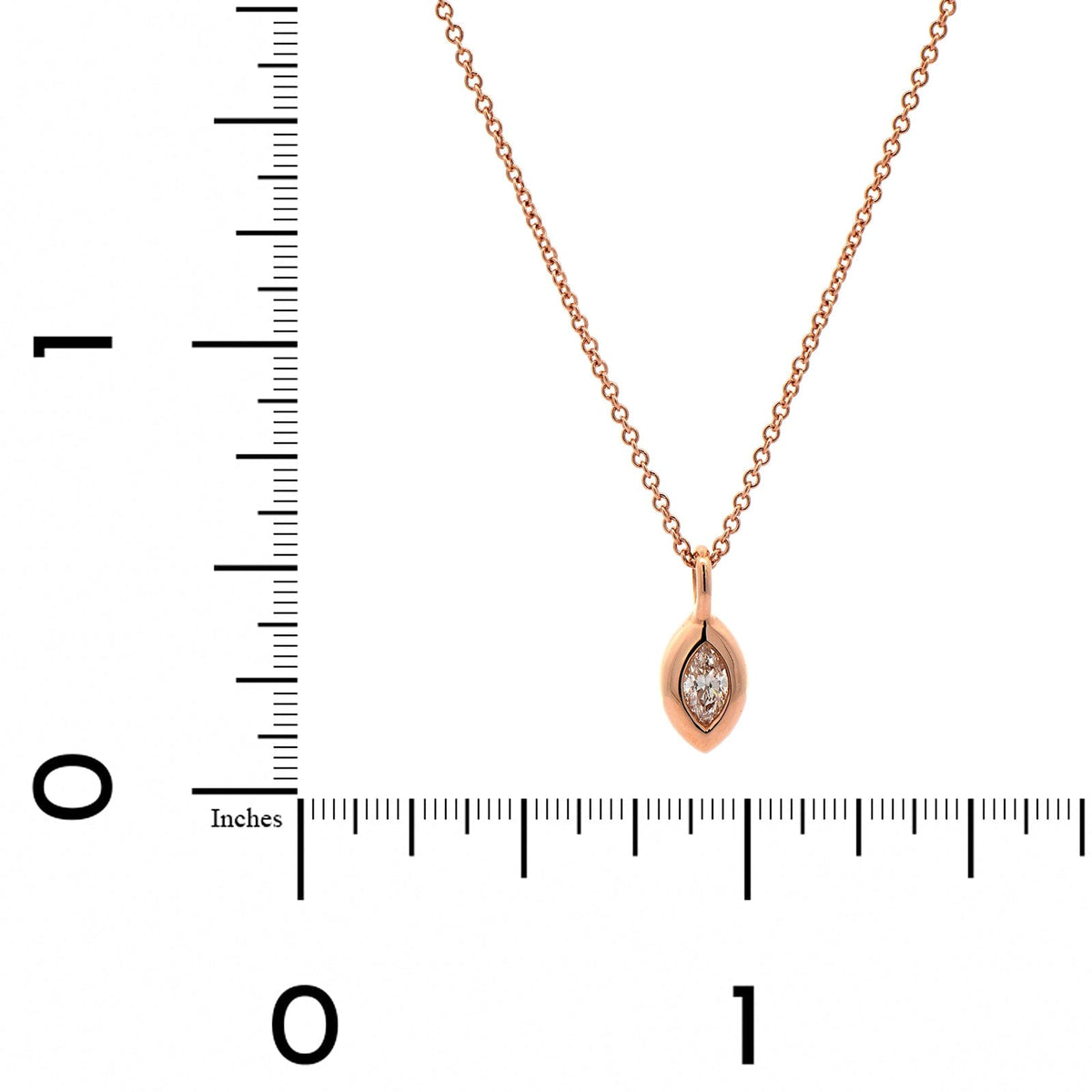 18K Rose Gold Marquise Diamond Pendant Necklace