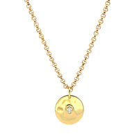 18K Yellow Gold Oval Diamond Disc Pendant