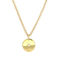 18K Yellow Gold Oval Diamond Disc Pendant