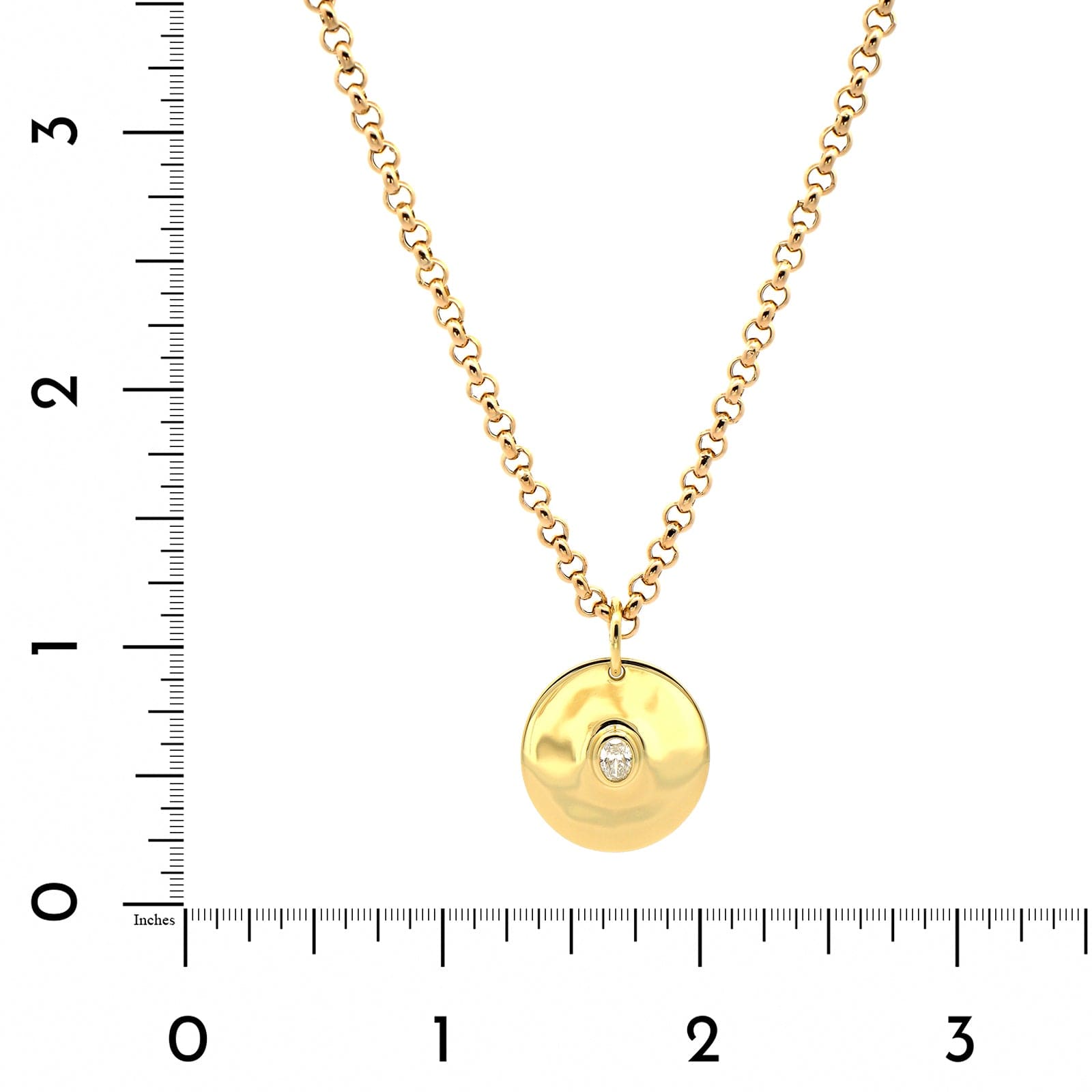 18K Yellow Gold Oval Diamond Disc Pendant