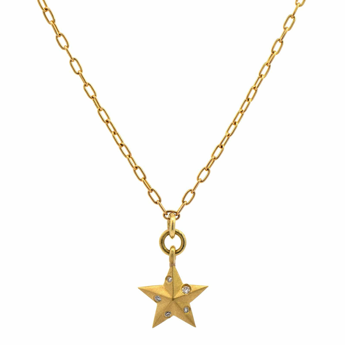 18K Yellow Gold Diamond Star Pendant