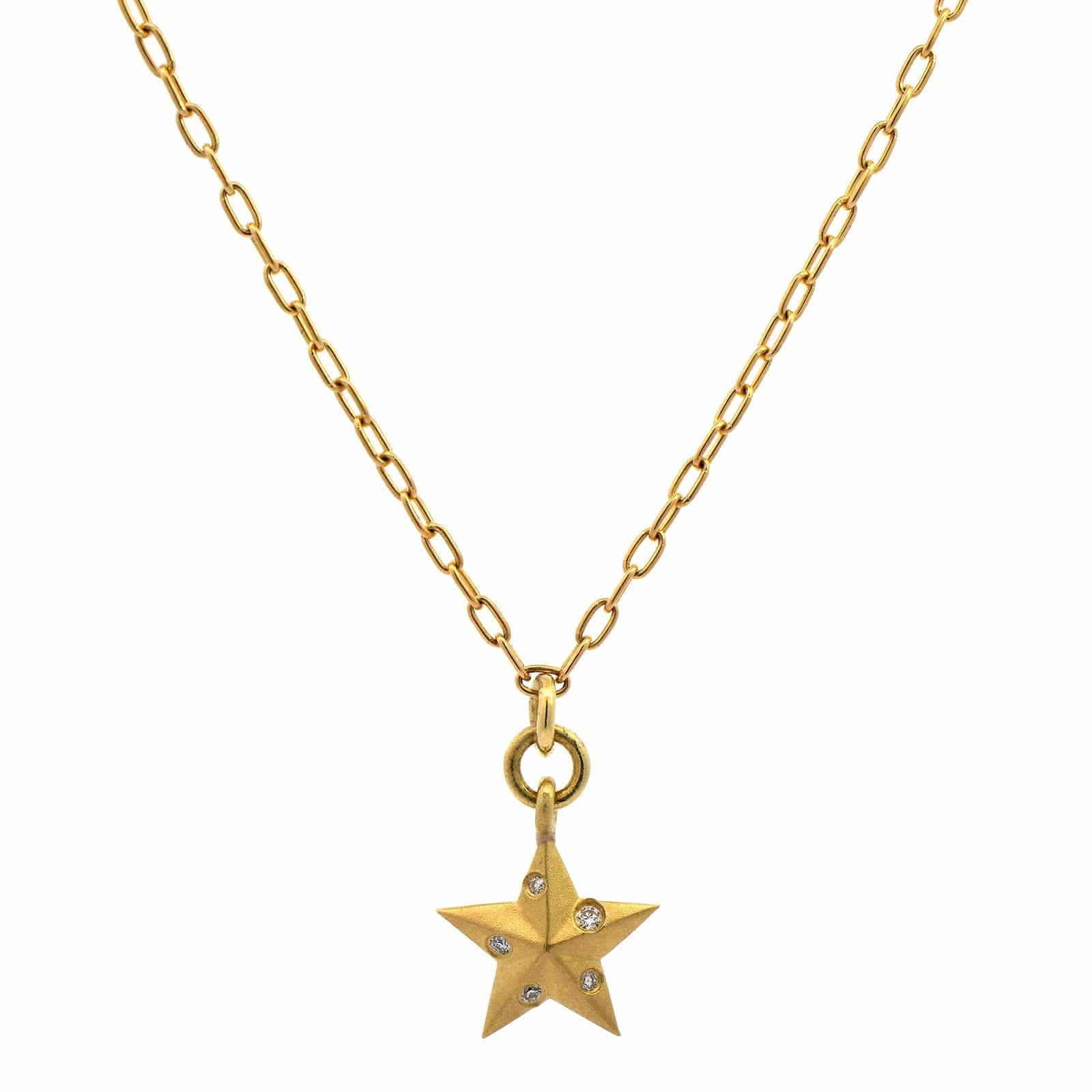 18K Yellow Gold Diamond Star Pendant
