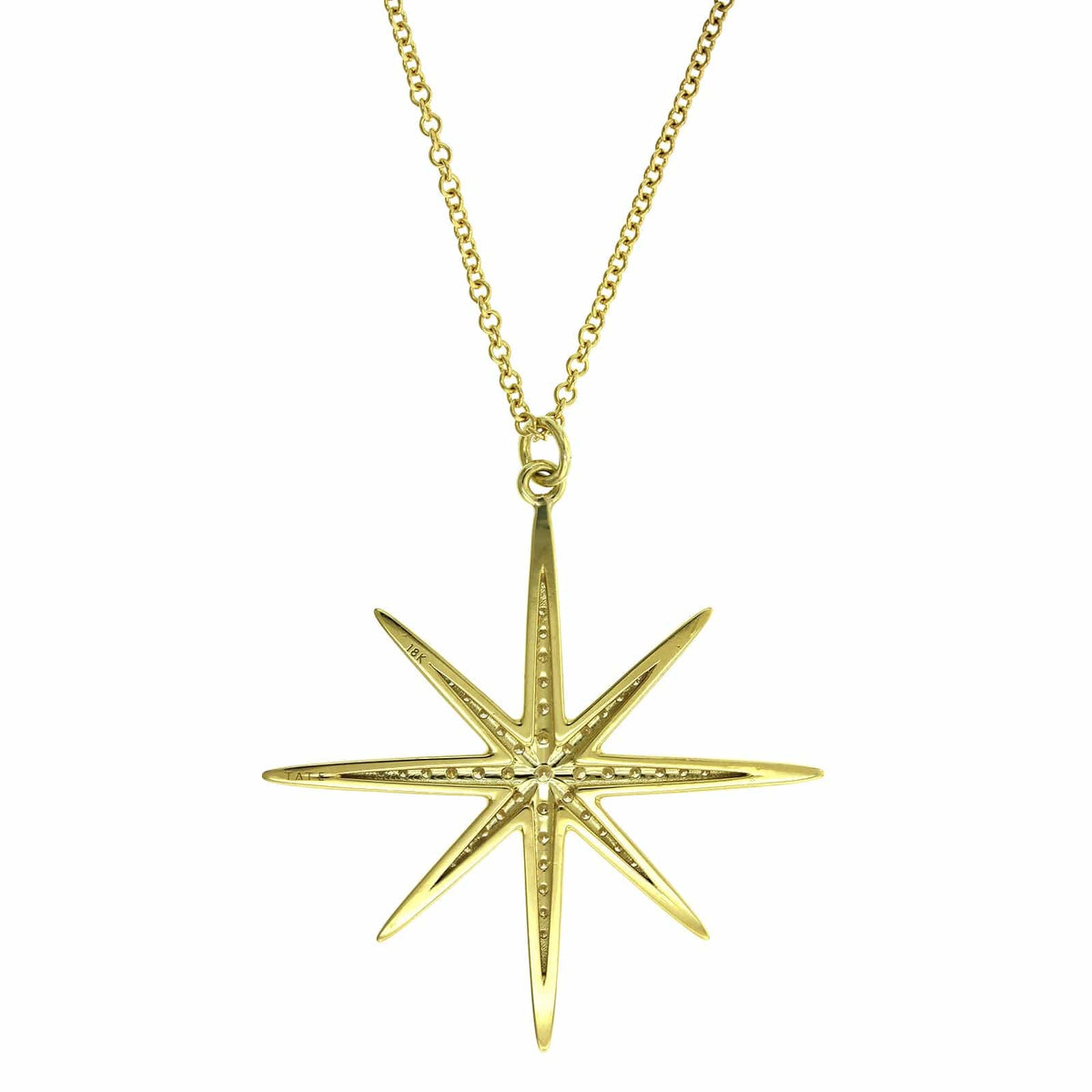 18K Yellow Gold Pave Diamond Star Pendant