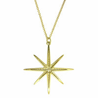 18K Yellow Gold Pave Diamond Star Pendant