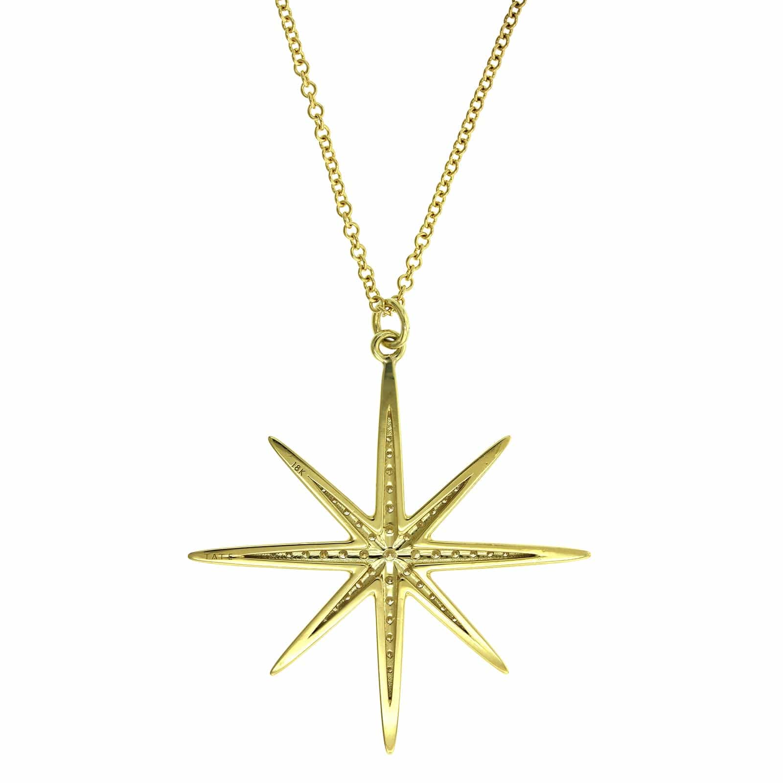 18K Yellow Gold Pave Diamond Star Pendant