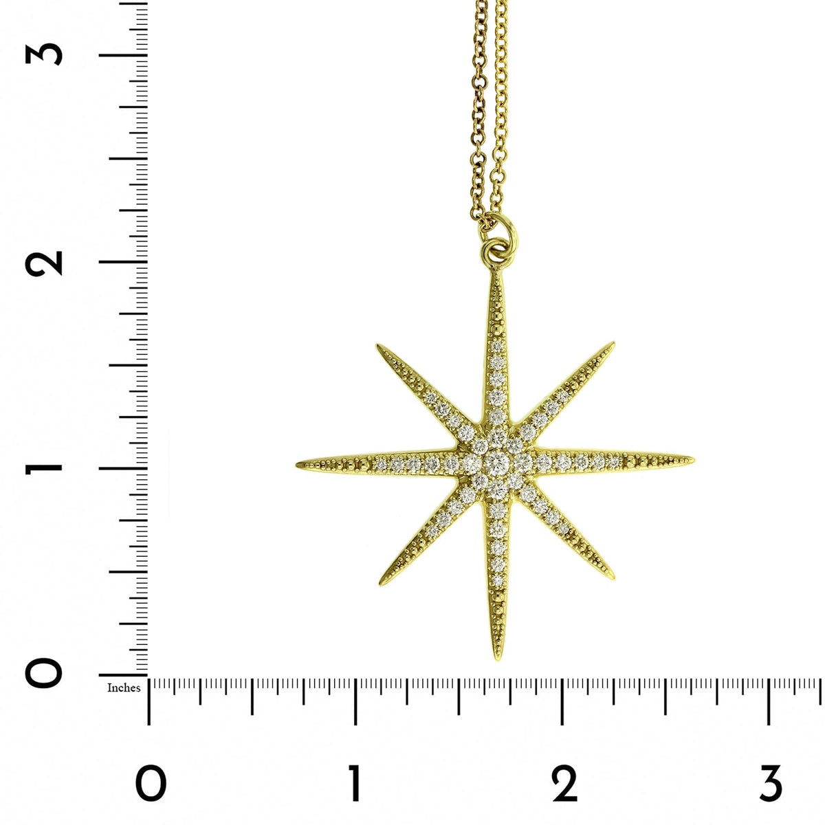 18K Yellow Gold Pave Diamond Star Pendant