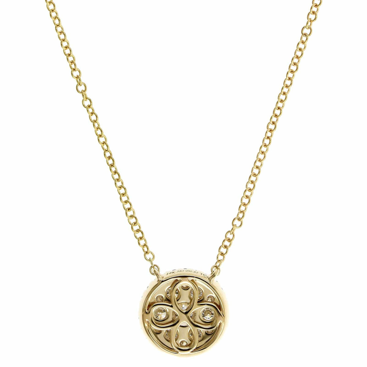 14K Yellow Gold Double Diamond Halo Pendant