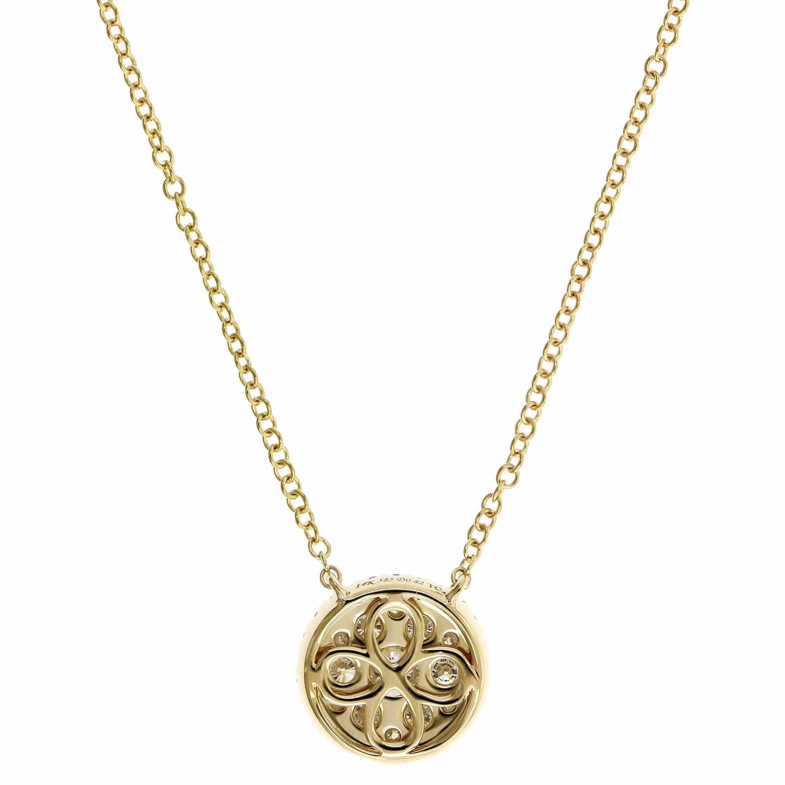 14K Yellow Gold Double Diamond Halo Pendant