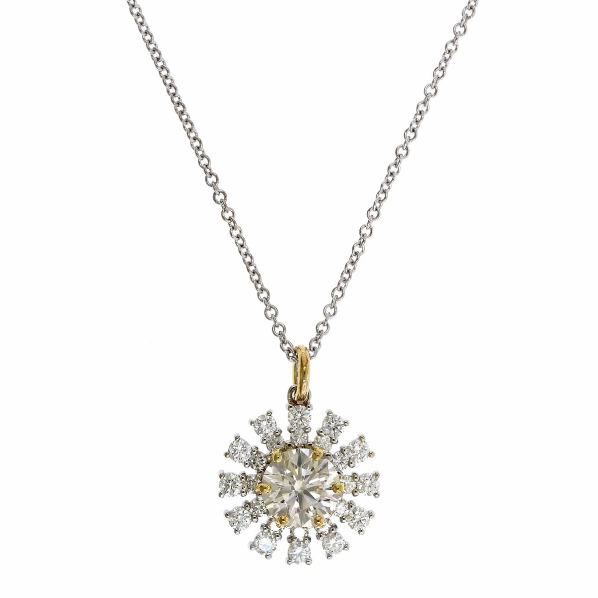 18K Two-Tone Diamond Starburst Pendant