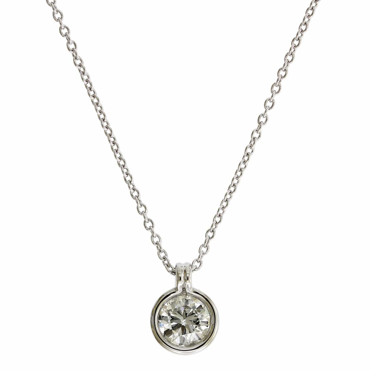 Platinum Bezel Set Diamond Pendant - Main Image