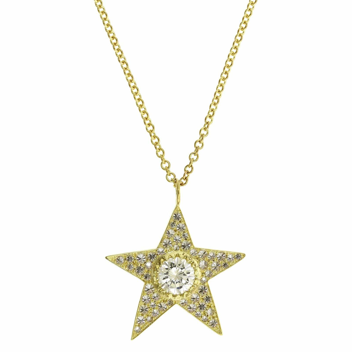 18K Yellow Gold Diamond Star Pendant