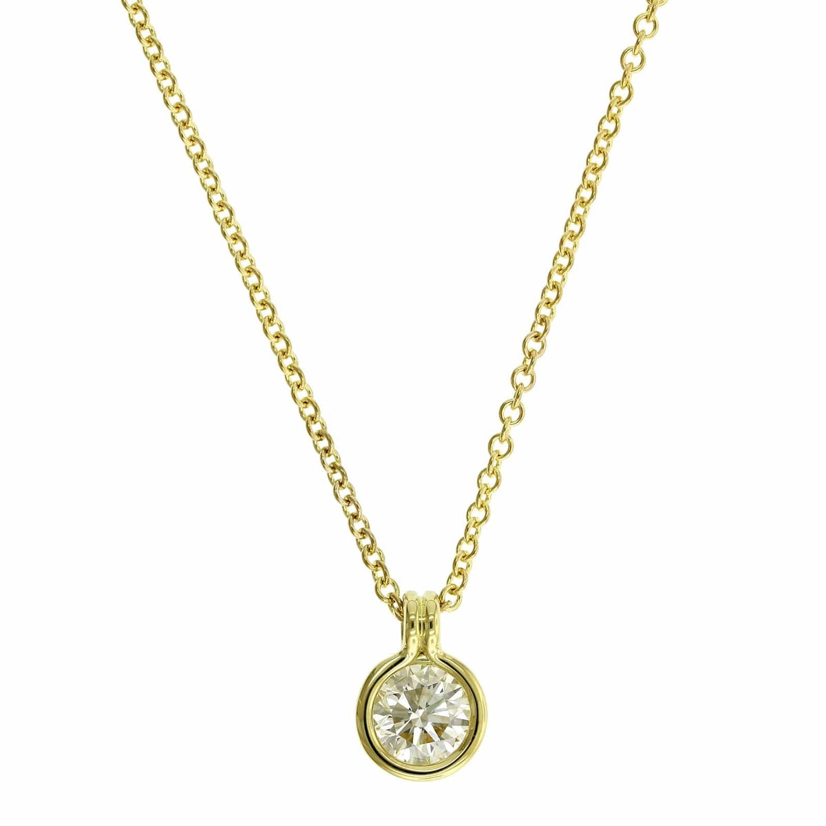 18K Yellow Gold Bezel Set Diamond Pendant