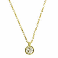 18K Yellow Gold Bezel Set Diamond Pendant