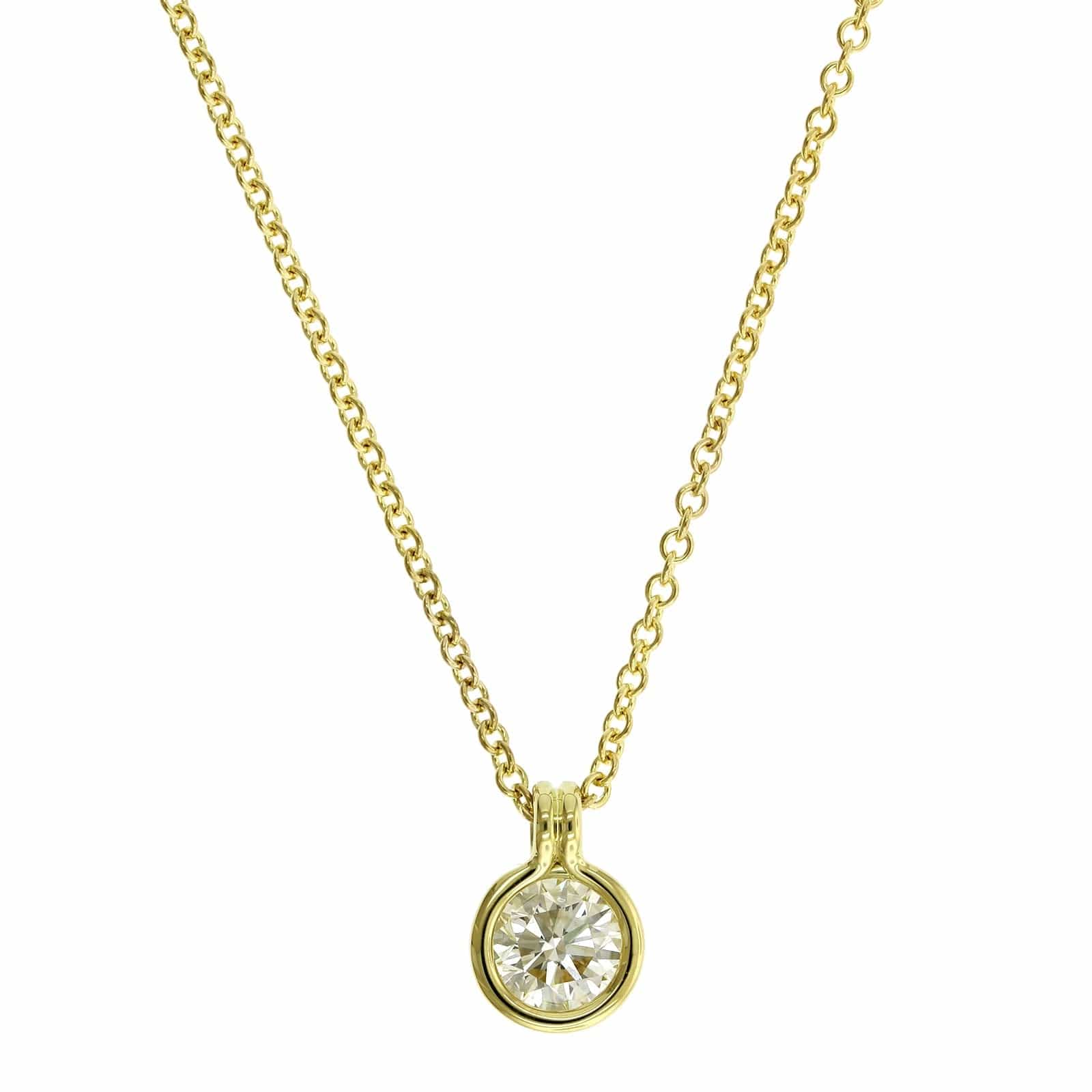 18K Yellow Gold Bezel Set Diamond Pendant