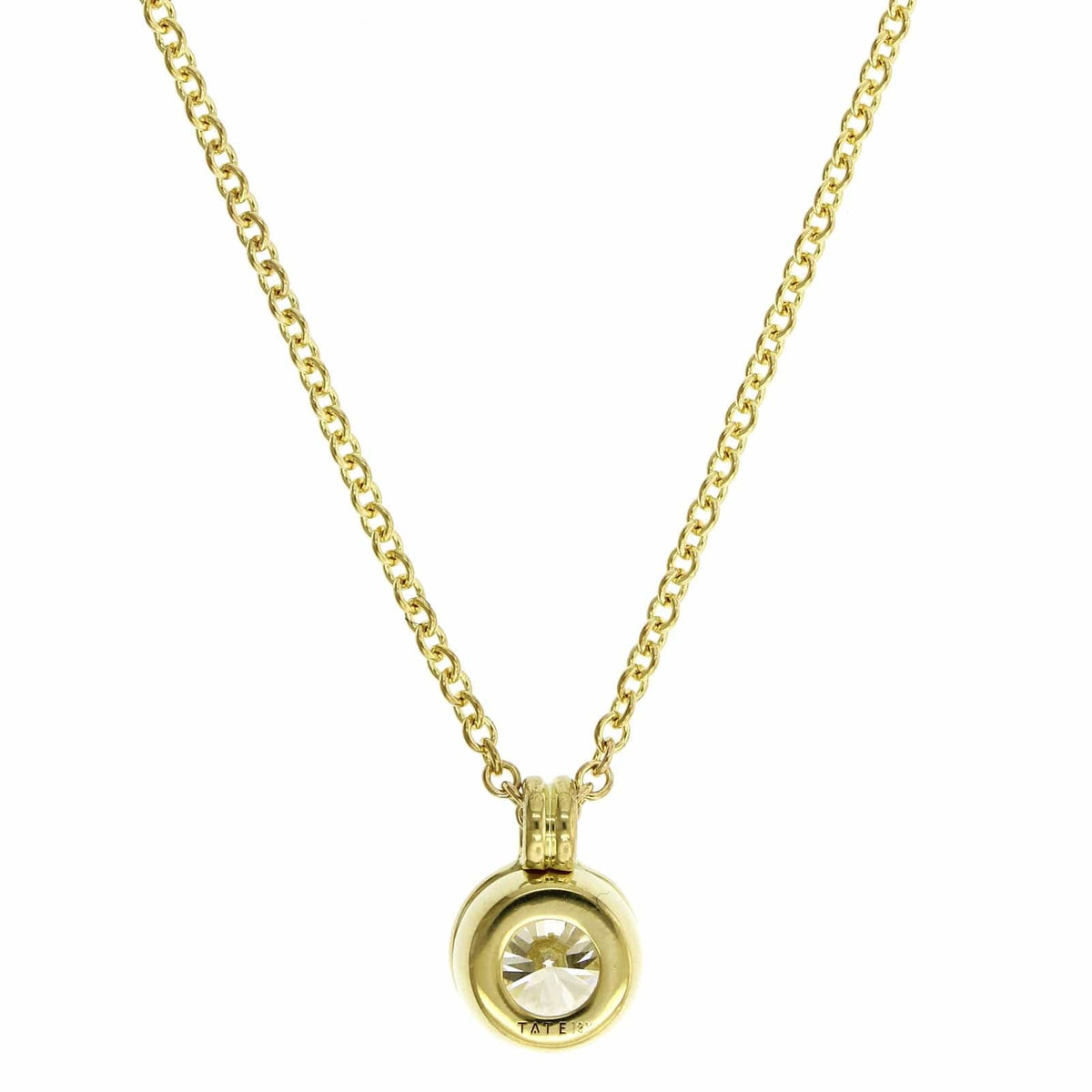 18K Yellow Gold Bezel Set Diamond Pendant