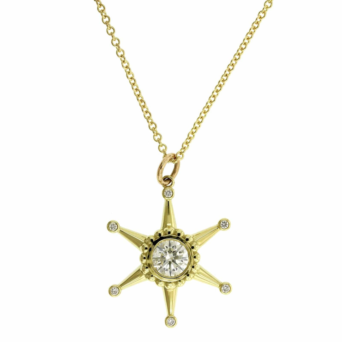 18K Yellow Gold Ships Wheel Diamond Pendant
