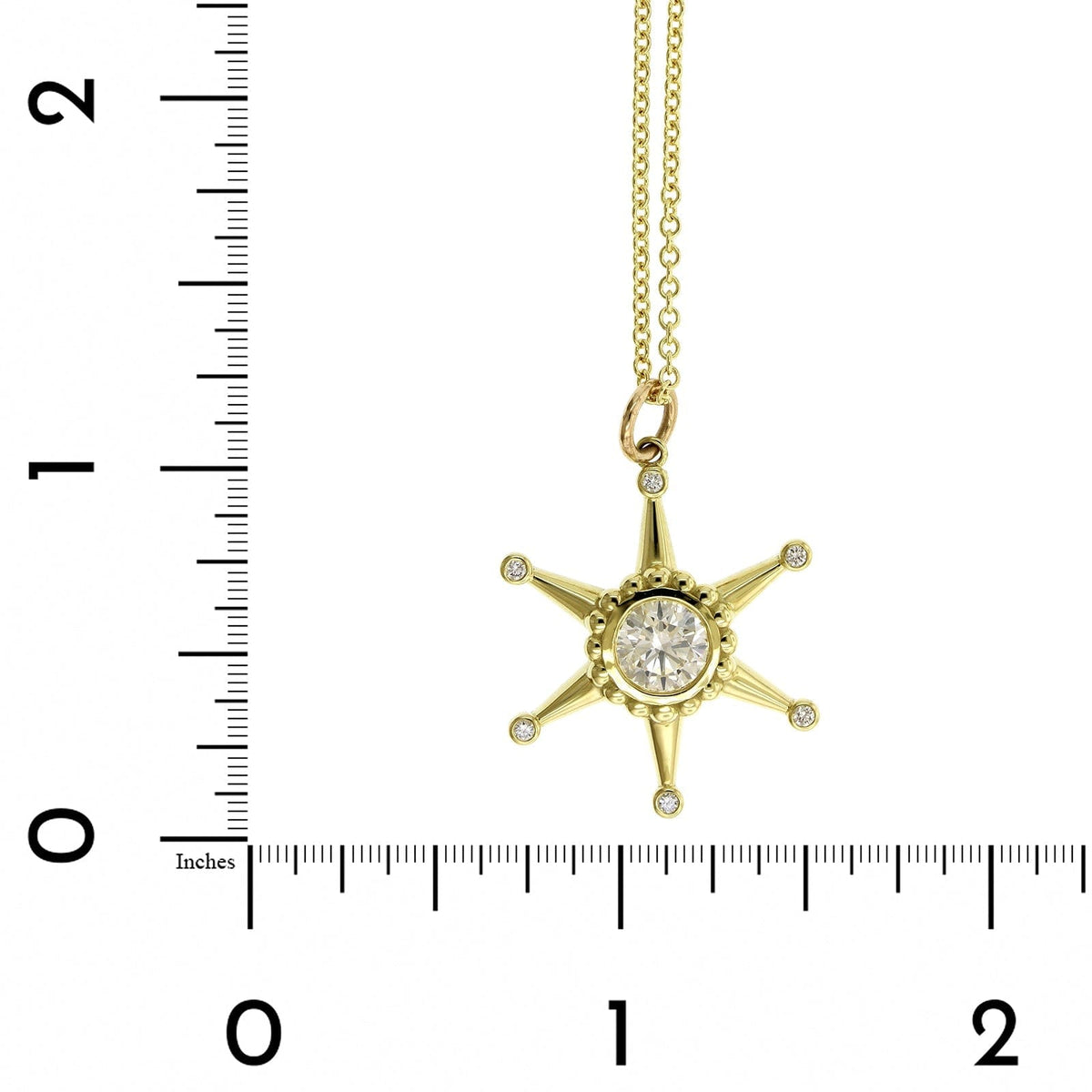 18K Yellow Gold Ships Wheel Diamond Pendant