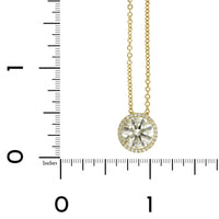 18K Yellow Gold Diamond and Diamond Halo Pendant