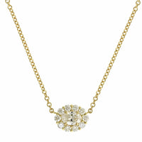 18K Yellow Gold Oval Diamond and Diamond Halo Pendant