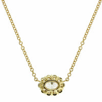 18K Yellow Gold Oval Diamond and Diamond Halo Pendant