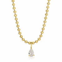 Anita Ko 18K Yellow Gold Ball Chain Pear Diamond Pendant