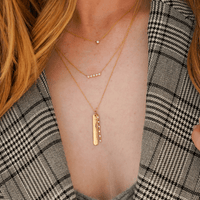 14K Yellow Gold Vertical Bar and Diamond Pendant