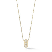14K Yellow Gold Baguette Diamond Hexagon Pendant