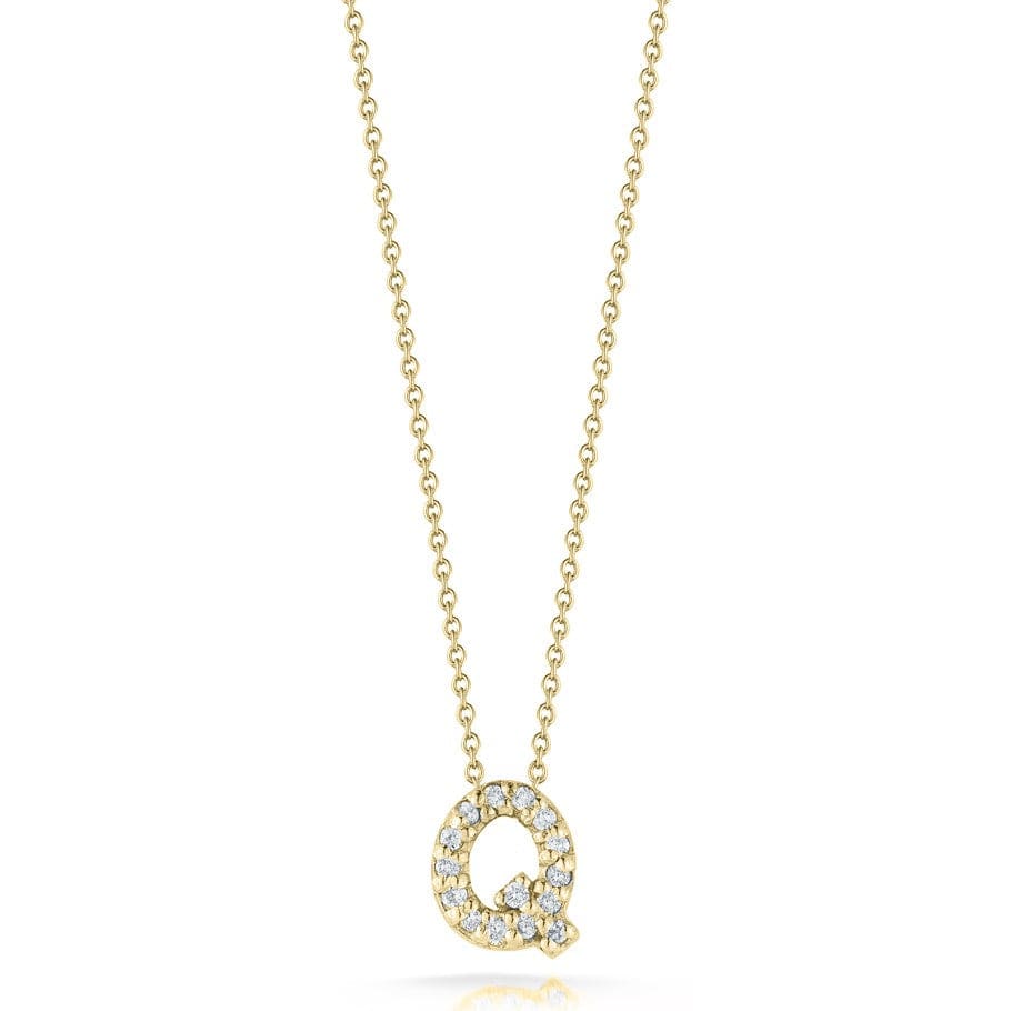 Roberto Coin 18K Yellow Gold Tiny Treasures Diamond Love Letter "Q" Necklace