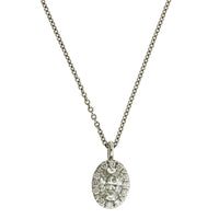 Platinum Oval Diamond Halo Necklace