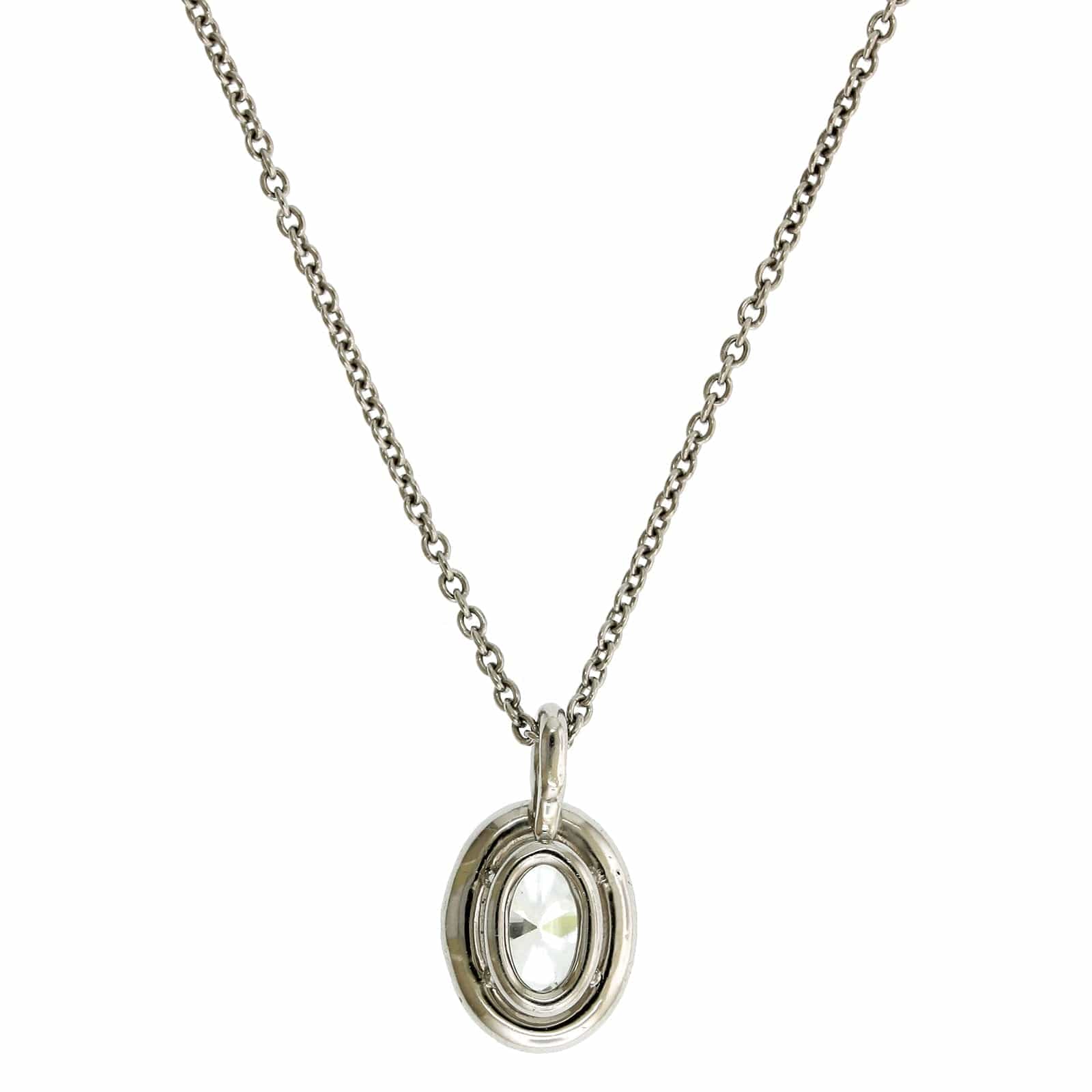 Platinum Oval Diamond Halo Necklace
