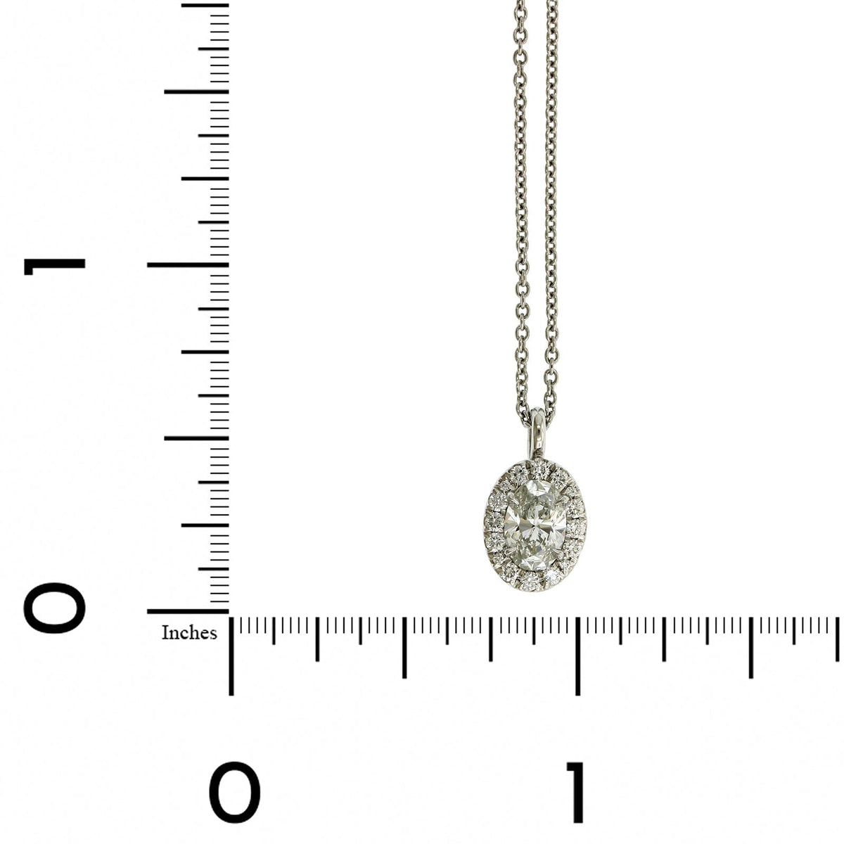 Platinum Oval Diamond Halo Necklace
